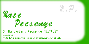 mate pecsenye business card